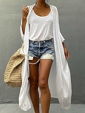 cheap Casual Jackets-Women&#039;s Normal Swimwear Cover Up Beach Top Swimsuit Lace up Pleated UV Protection Vacation Holiday Pure Color V Wire Bathing Suits