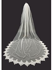 levne Svatební závoje-Jedna vrstva Retro / Sladký Závoje Závoj délky katedrála s Aplikace 150 cm (59,06&quot;) Krajka