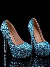 preiswerte Braut-Damen Pumps mit silbernem Strassbesatz und hohem Absatz – glamouröse Braut- oder Abendschuhe für Hochzeiten und besondere Anlässe