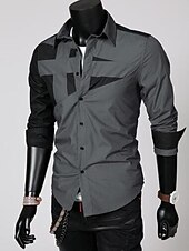 economico camicie da uomo no stiro-Per uomo Camicie Camicia con colletto Camicia con bottoni Color Block Matrimonio Giornaliero Nero Bianco Rosso Grigio Manica lunga Colletto classico Per tutte le stagioni Abbigliamento