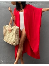 cheap Casual Jackets-Women&#039;s Normal Swimwear Cover Up Beach Top Swimsuit Lace up Pleated UV Protection Vacation Holiday Pure Color V Wire Bathing Suits