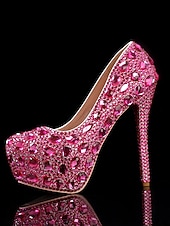 preiswerte Braut-Damen Pumps mit silbernem Strassbesatz und hohem Absatz – glamouröse Braut- oder Abendschuhe für Hochzeiten und besondere Anlässe