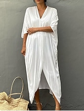cheap Casual Jackets-Women&#039;s Normal Swimwear Cover Up Beach Top Swimsuit Lace up Pleated UV Protection Vacation Holiday Pure Color V Wire Bathing Suits