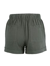baratos Shorts de linho de algodão-Mulheres Normal Shorts inspirados em linho Calção Moda Básico Casual Curto Cintura Média Simples Bolsos Perna larga Folgado Leve Exterior Micro-Elástica Diário Feriado Streetwear Azul Claro Vermelho