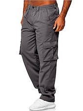 cheap Cargo Pants-Mens Fashion Cargo Pants Casual Loose Trousers Multi-Pocket Outdoor Work Pants Jogger Athletic Sweatpants Navy