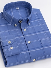 voordelige oxford-overhemden voor heren-Voor heren Overhemd Button-down overhemd Shirt met kraag Oxford overhemd Schotse ruit Bruiloft Casual A B F G Lange mouw Alle seizoenen Kleding
