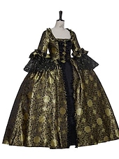 Недорогие Платья-Рококо Викторианский стиль Эпоха возрождения В пол Платья Костюм для вечеринки Маскарад Большие размеры Нормальная Буфф / баллон Вспышка рукава Принцесса Кружева Тюль Винтаж С пышной юбкой