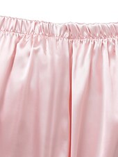 cheap Women&#039;s Loungewear-Women&#039;s Gift Loungewear Pajamas Sets Home Party Valentine&#039;s Day Feather Pure Color Silk Simple Soft Shirt Pant Fall Spring Summer Lapel Long Sleeve Long Pant Buckle Pocket Home Outfits