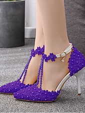 cheap Bride-Women's White Pearl T-Strap High Heel Wedding Shoes – Elegant Bridal Heels for Church Wedding