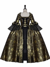 Недорогие Платья-Рококо Викторианский стиль Эпоха возрождения В пол Платья Костюм для вечеринки Маскарад Большие размеры Нормальная Буфф / баллон Вспышка рукава Принцесса Кружева Тюль Винтаж С пышной юбкой