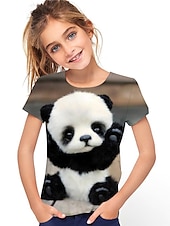 cheap Girl&#039;s 3D Animals-Kids Girls&#039; T shirt Animal Outdoor 3D Print Short Sleeve Active 3-12 Years Spring Black
