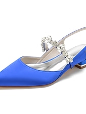 economico sposa-eleganti ballerine da sposa per matrimoni in giardino e in municipio, scarpe da sposa bianche a punta con cinturino in cristallo