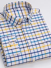 voordelige oxford-overhemden voor heren-Voor heren Overhemd Button-down overhemd Shirt met kraag Oxford overhemd Schotse ruit Bruiloft Casual A B F G Lange mouw Alle seizoenen Kleding