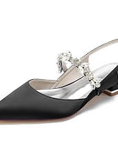 economico sposa-eleganti ballerine da sposa per matrimoni in giardino e in municipio, scarpe da sposa bianche a punta con cinturino in cristallo