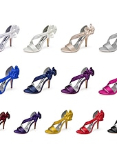 preiswerte Absatzsandalen-Burgunderrote Satin High Heels für Damen – elegante offene Cocktail-Sandalen mit überkreuzten Riemchen und Schleife für Hochzeiten und Partys