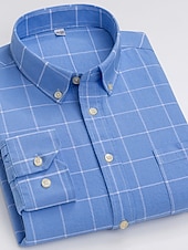 voordelige oxford-overhemden voor heren-Voor heren Overhemd Button-down overhemd Shirt met kraag Oxford overhemd Schotse ruit Bruiloft Casual A B F G Lange mouw Alle seizoenen Kleding