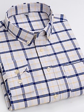voordelige oxford-overhemden voor heren-Voor heren Overhemd Button-down overhemd Shirt met kraag Oxford overhemd Schotse ruit Bruiloft Casual A B F G Lange mouw Alle seizoenen Kleding