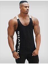 お買い得  メンズ アクティブ T シャツ &amp; タンクトップ-男性用 ランニングタンクトップ ワークアウト用タンクトップ 一重項 パッチワーク ノースリーブ ベスト スポーツ 夏 コットン 高通気性 速乾性 吸汗性 ソフト ランニング アクティブトレーニング ウォーキング スポーツウェア アクティブウェア レタード ブラック アーミーグリーン ルビーレッド