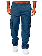 cheap Cargo Pants-Mens Fashion Cargo Pants Casual Loose Trousers Multi-Pocket Outdoor Work Pants Jogger Athletic Sweatpants Navy