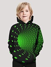 halpa Poikien 3D-näkö ja geometria-Poikien 3D Geometrinen Huppari Pitkähihainen 3D-tulostus Kevät Talvi Aktiivinen Perus Lapset Taapero Päivittäin