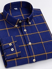 voordelige oxford-overhemden voor heren-Voor heren Overhemd Button-down overhemd Shirt met kraag Oxford overhemd Schotse ruit Bruiloft Casual A B F G Lange mouw Alle seizoenen Kleding