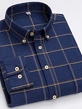 voordelige oxford-overhemden voor heren-Voor heren Overhemd Button-down overhemd Shirt met kraag Oxford overhemd Schotse ruit Bruiloft Casual A B F G Lange mouw Alle seizoenen Kleding