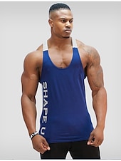 お買い得  メンズ アクティブ T シャツ &amp; タンクトップ-男性用 ランニングタンクトップ ワークアウト用タンクトップ 一重項 パッチワーク ノースリーブ ベスト スポーツ 夏 コットン 高通気性 速乾性 吸汗性 ソフト ランニング アクティブトレーニング ウォーキング スポーツウェア アクティブウェア レタード ブラック アーミーグリーン ルビーレッド