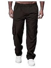 cheap Cargo Pants-Mens Fashion Cargo Pants Casual Loose Trousers Multi-Pocket Outdoor Work Pants Jogger Athletic Sweatpants Navy
