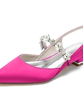 economico sposa-eleganti ballerine da sposa per matrimoni in giardino e in municipio, scarpe da sposa bianche a punta con cinturino in cristallo