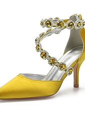 preiswerte Cocktail-lila Satin-Damenschuhe mit hohen Absätzen, Strassverzierungen und Knöchelriemen für Hochzeiten und Cocktailveranstaltungen