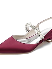 economico sposa-eleganti ballerine da sposa per matrimoni in giardino e in municipio, scarpe da sposa bianche a punta con cinturino in cristallo