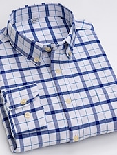 voordelige oxford-overhemden voor heren-Voor heren Overhemd Button-down overhemd Shirt met kraag Oxford overhemd Schotse ruit Bruiloft Casual A B F G Lange mouw Alle seizoenen Kleding
