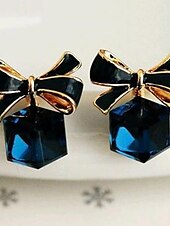 billige Øredobber-elegante og moderne gategeometri øredobber / elegant sjarm kube og sløyfe øredobber for kvinner / fest / dagligtøy