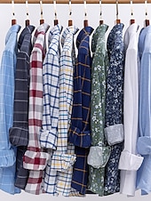 voordelige oxford-overhemden voor heren-Voor heren Overhemd Button-down overhemd Shirt met kraag Oxford overhemd Schotse ruit Bruiloft Casual A B F G Lange mouw Alle seizoenen Kleding