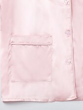 cheap Women&#039;s Loungewear-Women&#039;s Gift Loungewear Pajamas Sets Home Party Valentine&#039;s Day Feather Pure Color Silk Simple Soft Shirt Pant Fall Spring Summer Lapel Long Sleeve Long Pant Buckle Pocket Home Outfits