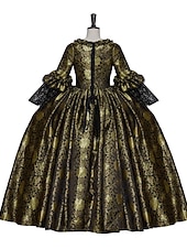 Недорогие Платья-Рококо Викторианский стиль Эпоха возрождения В пол Платья Костюм для вечеринки Маскарад Большие размеры Нормальная Буфф / баллон Вспышка рукава Принцесса Кружева Тюль Винтаж С пышной юбкой