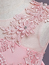 preiswerte Kleider für die Blumenmädchen-Kinder Mädchenkleid Blumen einfarbig A-Linienkleid Aufführung Hochzeit Party Rüschen Mesh Rosa Hellblau Weiß Maxi Ärmellos Niedlich Prinzessinnenkleider Sommer Herbst Normale Passform 3-12 Jahre