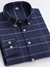 voordelige oxford-overhemden voor heren-Voor heren Overhemd Button-down overhemd Shirt met kraag Oxford overhemd Schotse ruit Bruiloft Casual A B F G Lange mouw Alle seizoenen Kleding