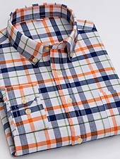 voordelige oxford-overhemden voor heren-Voor heren Overhemd Button-down overhemd Shirt met kraag Oxford overhemd Schotse ruit Bruiloft Casual A B F G Lange mouw Alle seizoenen Kleding