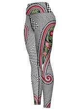preiswerte Yoga Leggings &amp; Strumpfhosen-Damen Sport Leggings Gym Sport leggings Yogahose Elasthan Schwarz Kurz geschnittene Leggings Paisley-Muster Bauchkontrolle Kolbenheber Kleidung Yoga Fitness Fitnesstraining Laufen / Hochelastisch