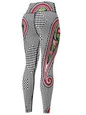 preiswerte Yoga Leggings &amp; Strumpfhosen-Damen Sport Leggings Gym Sport leggings Yogahose Elasthan Schwarz Kurz geschnittene Leggings Paisley-Muster Bauchkontrolle Kolbenheber Kleidung Yoga Fitness Fitnesstraining Laufen / Hochelastisch