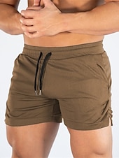 cheap Mens Active Shorts-Men&#039;s Athletic Shorts Running Shorts Gym Shorts Drawstring Side Pockets Split Solid Colored Breathable Quick Dry Outdoor Athletic Beach Casual Shorts Black White Micro-elastic