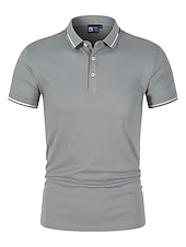 tanie Zwykły-Męskie Koszulka polo Koszula golfowa Na zewnątrz Codzienny Kołnierz polo Prążkowany kołnierzyk polo Krótki rękaw Klasyczny Prążki Przycisk z przodu Przycisk w dół Lato Regularny Morski Czarny Biały