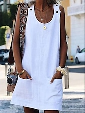 preiswerte Tank-Shirts &amp; kurze Jäckchen für Damen-Damen Neckholder-Unterhemd T-Shirt Kleid Weste Streetwear Lässig Tasche Ärmellos Lange Tops U-Ausschnitt Täglich Wochenende Schwarz Weiß Gelb Wein Blau