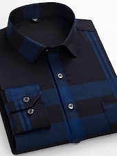 voordelige Overhemden voor heren-Voor heren Overhemd Strijkvrij overhemd Bruiloft Werk Zwart / Rood Zwart / Grijs Zwart Wit Lange mouw Vierkante hals Zomer Kleding Afdrukken