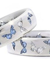 cheap Rings-rhinestone butterfly ring for women teen girls, elegant silver plated cubic zircon engagement ring, birthday anniverstay jewelry gift (blue, 6)