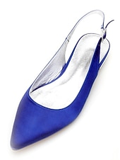 preiswerte Hochzeitsgast-Damen Hochzeitsschuhe Übergrössen Brautschuhe Flacher Absatz Schlaufen Heel Spitze Zehe Minimalismus Satin Schnalle Weiß Elfenbein Silber