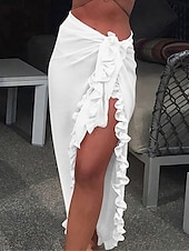 abordables Jupe portefeuille-Femme Maillots de Bain Vêtement couvrant Short de Bain Envelopper Maillot de bain A Volants Sexy Vacances Plein Couleur monochrome Sans Manches Maillots de bain