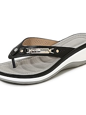 economico Infradito scivolosi-sandali infradito con zeppa bianca da donna con accenti di strass – comode scarpe estive casual