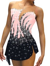 olcso Műkorcsolya ruhák-Kűrruha Női Lány Klizanje na ledu Ruhák Felszerelések Fekete Fehér Sárga Háló Spandex Nagy rugalmasságú Edzés Gyakorlat Verseny Kűrruhák Kristály / Strassz Ujjatlan Jégkorcsolyázás Téli sportok